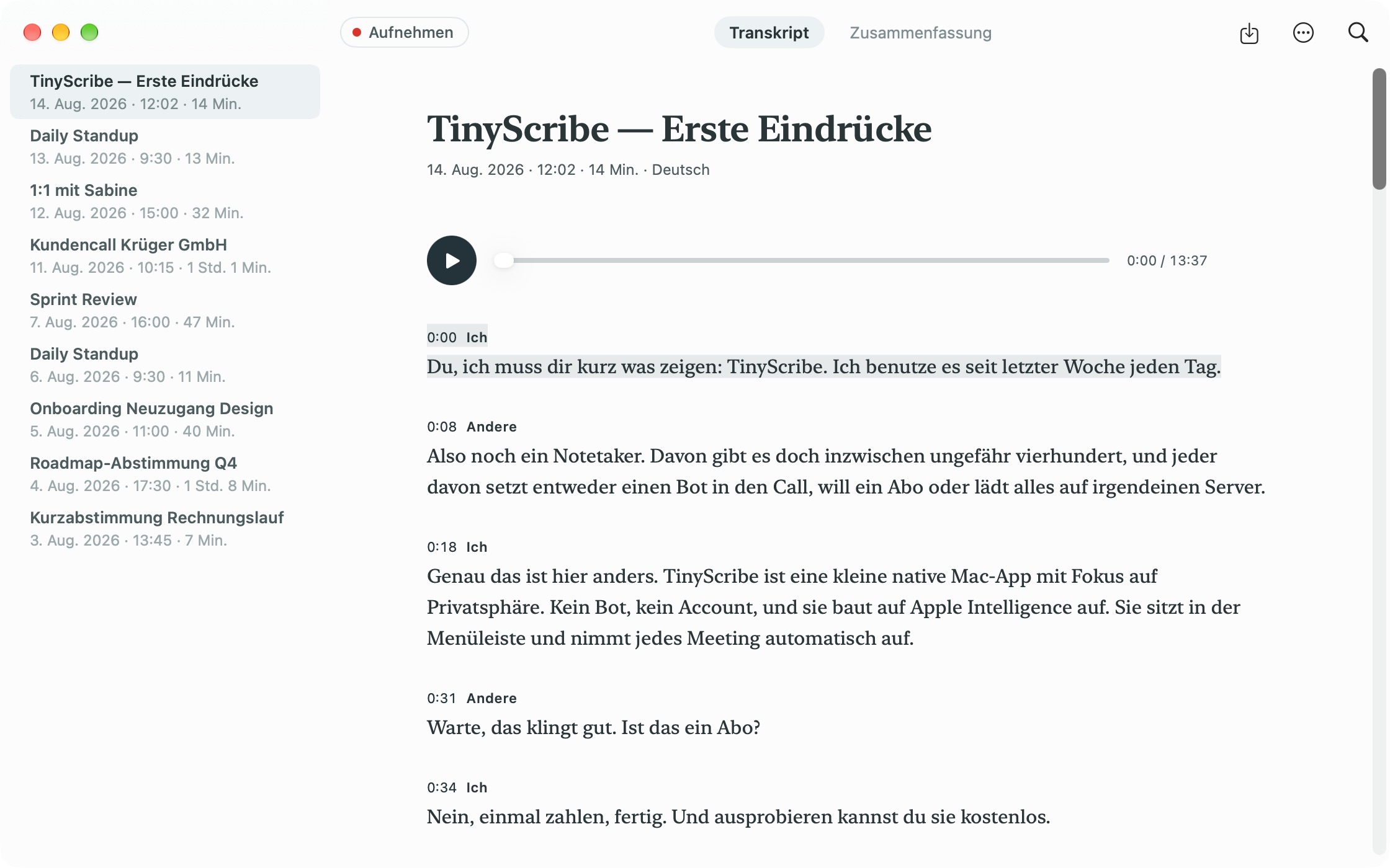 Live-Transkript