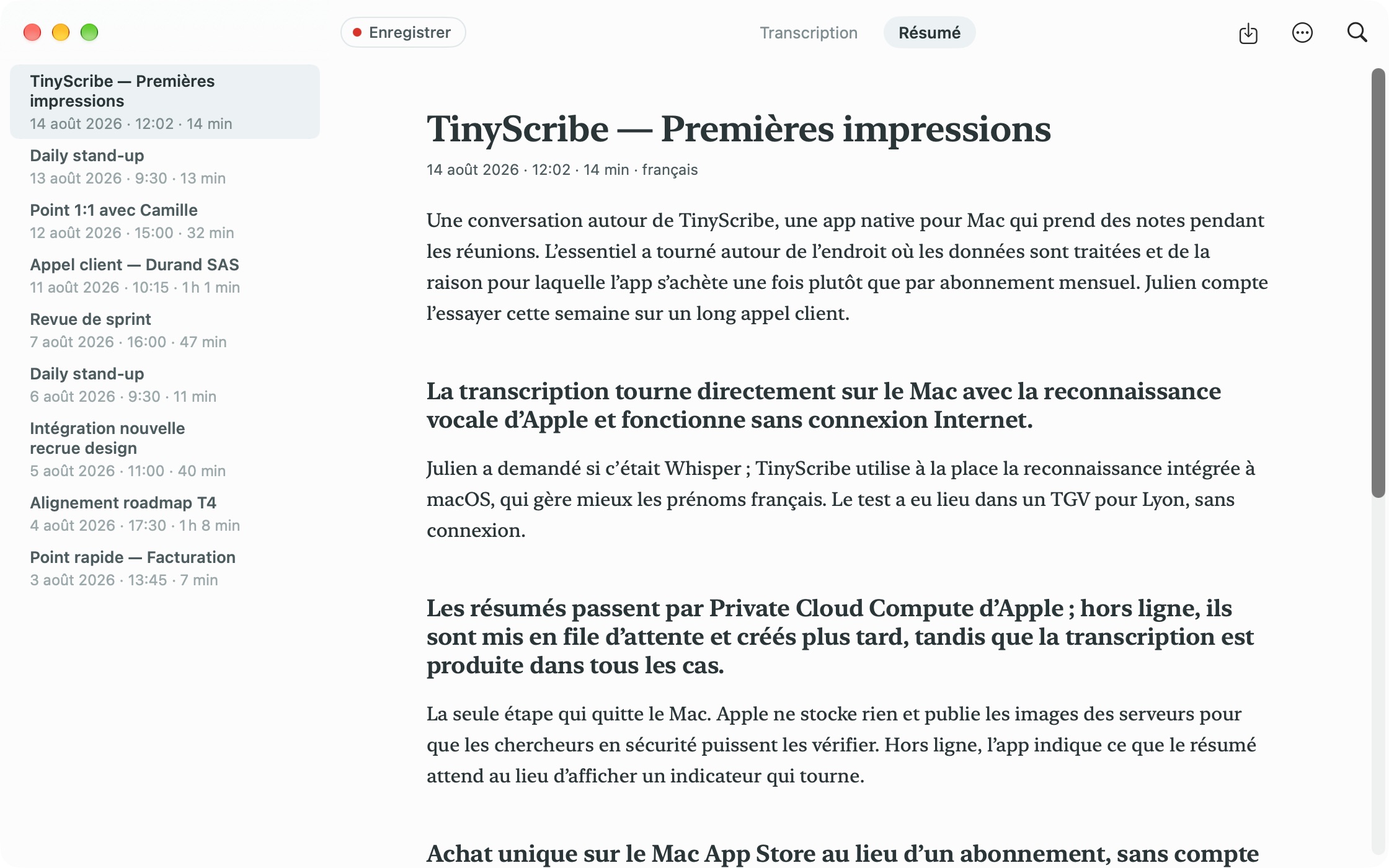 Résumé par Apple Intelligence