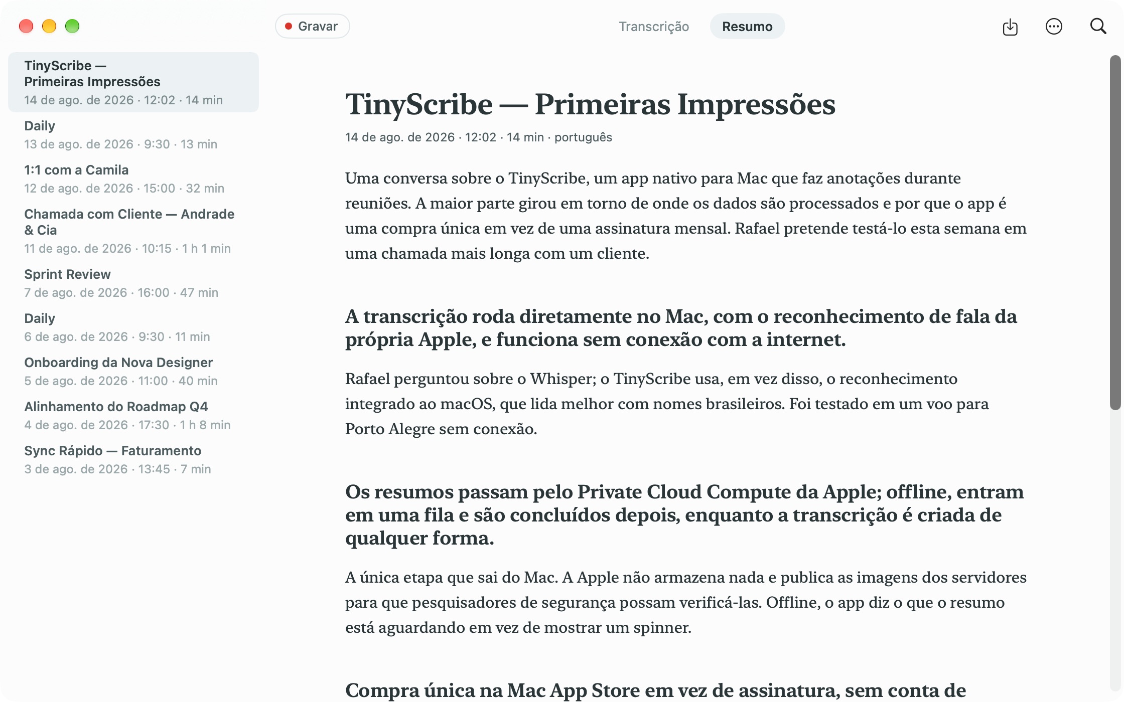 Resumo com Apple Intelligence